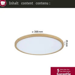 Panneau LED Atria Shine White Select IP44 rond 398mm 20,8W 2800lm 3000 - 6500K Esthétique bois