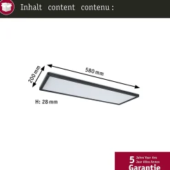 Panneau LED Atria Shine White Select IP44 carré 560x200mm 15,2W 2030lm 3000 - 6500K Noir
