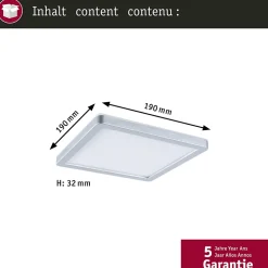 Panneau LED Atria Shine White Select IP44 carré 190x190mm 8W 1160lm 3000 - 6500K Chrome mat