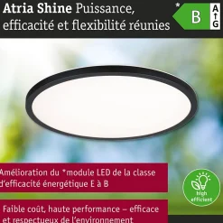 Panneau LED Atria Shine White Select IP44 rond 398mm 20,8W 2800lm 3000 - 6500K Noir