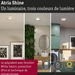 Panneau LED Atria Shine White Select IP44 rond 190mm 7,6W 1100lm 3000 - 6500K Esthétique bois