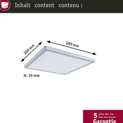 Panneau LED Atria Shine White Select IP44 carré 298x298mm 15,7W 2100lm 3000 - 6500K Chrome mat