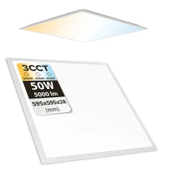 Panneau LED backlit encastrable 60x60, 50W, 5000 lm, 3CCT, IP20, carré, blanc, ANDROMEDA HOROZ