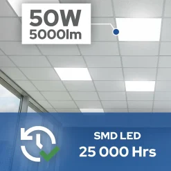 Panneau LED backlit encastrable 60x60, 50W, 5000 lm, 3CCT, IP20, carré, blanc, ANDROMEDA HOROZ