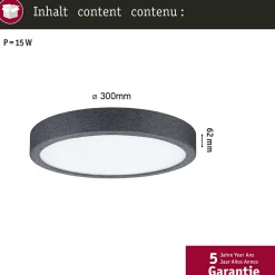 Panneau LED Cosara IP44 rond 300mm 15W 1300lm 4000K Gris foncé
