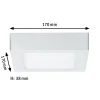 Panneau LED Lunar carré 170x170mm 11W 760lm 3000K Blanc dépoli