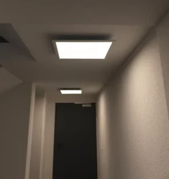 Panneau LED 'NICOLA', luminaire en saillie en métal et plastique avec LEDs fixes blanc neutre, panneau pour l'intérieur 45 x 45 cm