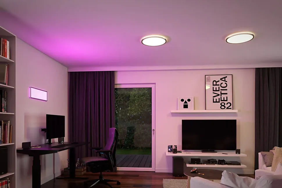 Panneau LED Produits de deuxième choix Atria Shine Backlight carré 580x200mm 20W 2000lm RGBW Chrome mat gradable