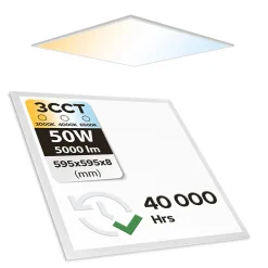 Panneau LED slim edgelit encastrable 60x60x0,8 cm, 50W, 5000 lm, 3CCT, IP20, carré, blanc, SUPERNOVA HOROZ