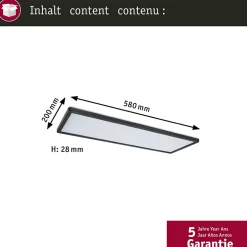 Panneau LED 3-Step-Dim Atria Shine Backlight carré 580x200mm 22W 1800lm 4000K Noir gradable