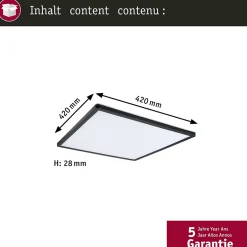 Panneau LED 3-Step-Dim Atria Shine Backlight carré 420x420mm 22W 2200lm 4000K Noir gradable
