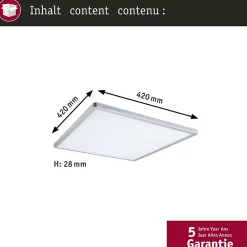 Panneau LED 3-Step-Dim Atria Shine Backlight carré 420x420mm 22W 2200lm 3000K Chrome mat gradable