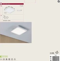 Panneau LED Velora carré 225x225mm 13W 1200lm 3000K Blanc