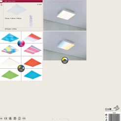 Panneau LED Velora Rainbow dynamicRGBW carré 295x295mm 13,2W 1140lm RGB+ Blanc gradable