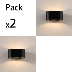 Paquet de 2 appliques murales intérieures en aluminium noir avec éclairage en haut et en bas support G9 ampoule non incl