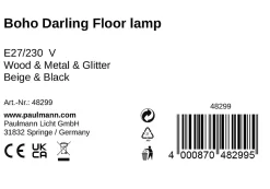 Pauleen Lampadaire Boho Darling E27 320x1670mm max. 20W Beige Noir Bois Métal Lin