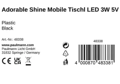 Pauleen Lampe à poser Adorable Shine White Switch 150lm 1,5W Noir