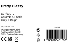 Pauleen Lampe à poser Pretty Classy E27 max. 60W Gris Beige