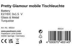 Pauleen Lampe à poser Pretty Glamour E27 2700K 40lm 0,8W turquoise