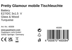 Pauleen Lampe à poser Sparkling Glamour E27 2700K 40lm 0,8W turquoise