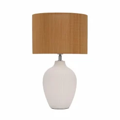 Pauleen Lampe à poser Timber Glow E27 max. 20W Beige Blanc