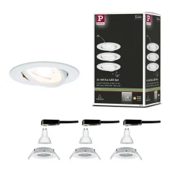 Paulmann 93467 - Lot de 3 spots encastrables LED GU10 orientables 3x6,5W 2700K blanc mat