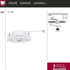 Paulmann 99997 Spot encastrable LED 4,8 W blanc mat - lot de 20
