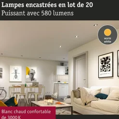 Paulmann 99997 Spot encastrable LED 4,8 W blanc mat - lot de 20