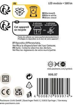 Paulmann 99997 Spot encastrable LED 4,8 W blanc mat - lot de 20