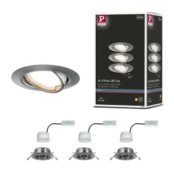 Paulmann Base 93421 - Lot de 3 spots encastrables LED 3x5W 3000K fer brossé