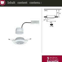 Paulmann Base 93413 Spot encastrable orientable LED 5W blanc mat 3000K