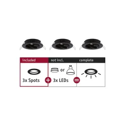 Paulmann Choose Collerette encastrable jeu de 3 3x10 W noir mat, pivotante