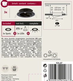 Paulmann Choose Collerette encastrable jeu de 3 3x10 W noir mat, pivotante