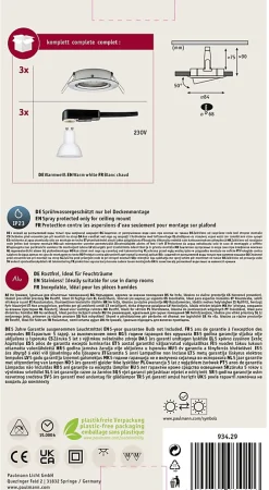 Paulmann Nova 93429 - Spot encastrable rond 3x GU10 3x6,5W 2700K fer brossé