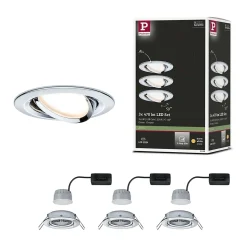 Paulmann Nova 93488 - Spot encastrable LED 3 pièces 18 W chrome, orientable, dimmable