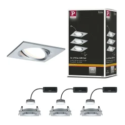 Paulmann Nova Plus Lot de 3 spots LED encastrables 18 W, aluminium tourné, 3x6 W, 3x470 lm, 2700 K, orientables