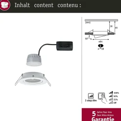 Paulmann Nova Spot encastrable LED 18 W blanc mat, orientable, diamètre de découpe 68 mm