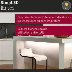 Paulmann SimpLED 78972 - Ruban LED 5 m blanc chaud 3000K, kit complet 230/12V, IP20