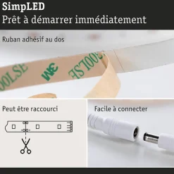 Paulmann SimpLED 78979 Ruban LED RGB 7,5 m 26W kit complet avec alimentation et télécommande