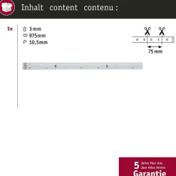 Paulmann YourLED 70209 Ruban LED 12 V 975 mm blanc neutre 273 lm, connecteur mâle inclus