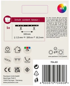 Paulmann YourLED Eco 70460 Ruban LED RVB 12 V 1 m avec connecteur mâle