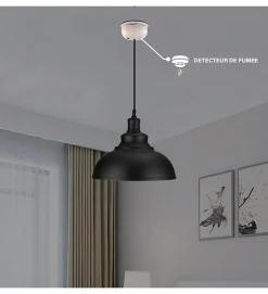 Pavillon détecteur de fumée 2 en 1 pour lampe suspension blanc