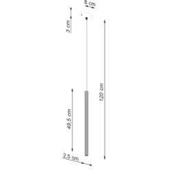 Pendentif en acier 1 ampoule 4000K - 8x8x120cm Sollux