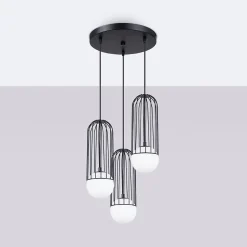 Pendentif en acier 3 ampoules 4000K - 34x34x115cm Sollux