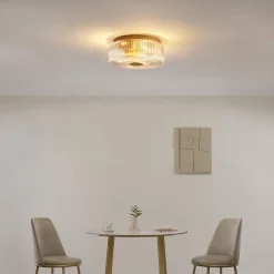 Petit plafonnier spot doré ou applique 30 cm avec verre texturé - Paolina