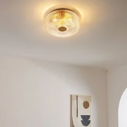 Petit plafonnier spot doré ou applique 30 cm avec verre texturé - Paolina