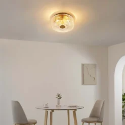 Petit plafonnier spot doré ou applique 30 cm avec verre texturé - Paolina