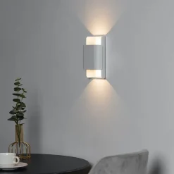 Petite applique carré double éclairage LED blanche IP54 - Laila