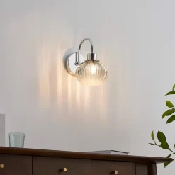 Petite applique murale tendance métal chromé et verre coloré - Seren