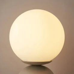 Petite lampe à poser couleur taupe boule banche - Sley